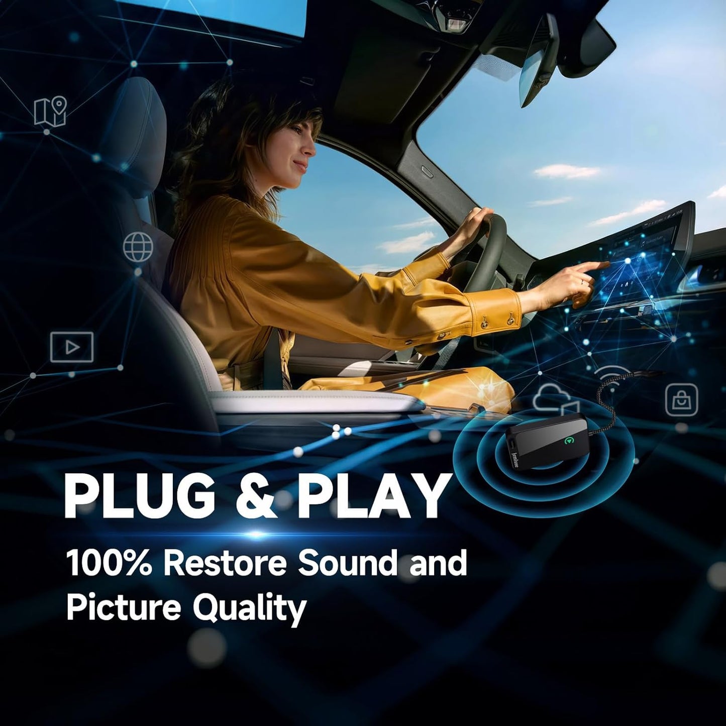 Wireless CarPlay Adapter for Apple iPhone -All Black