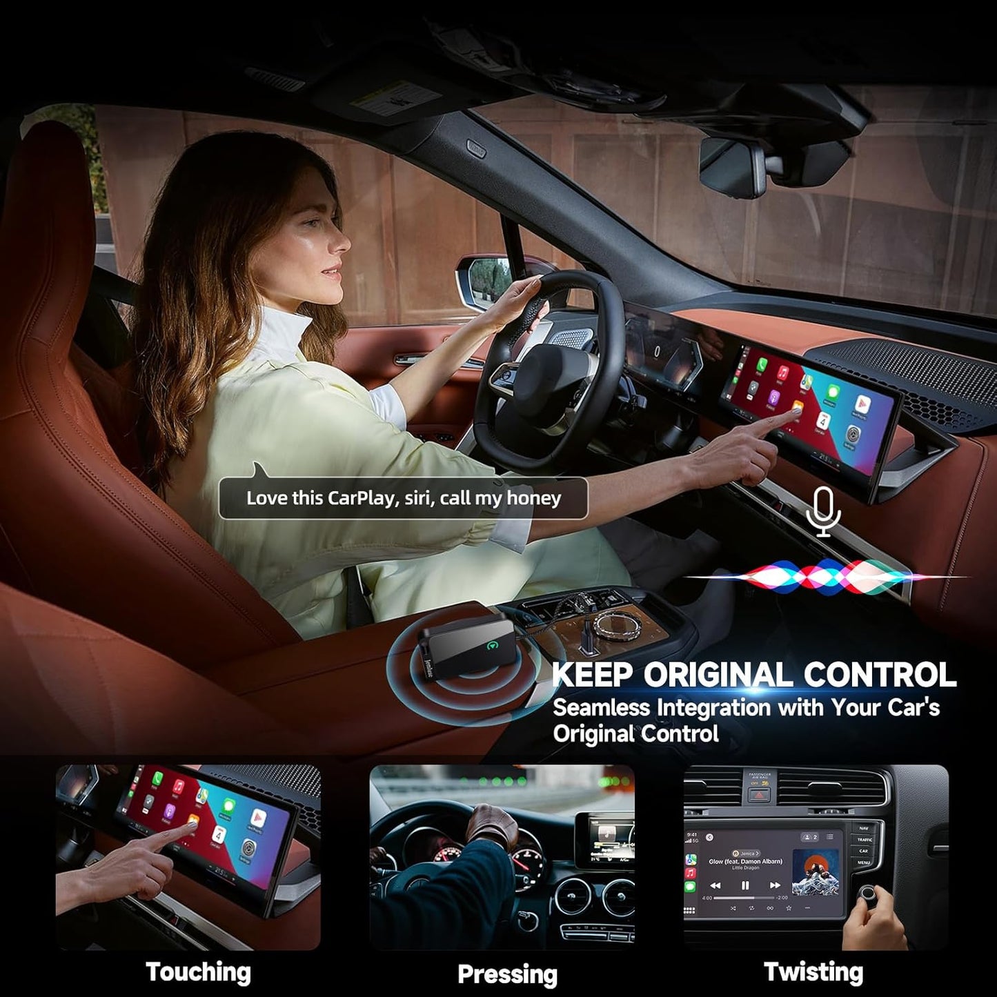 Wireless CarPlay Adapter for Apple iPhone -All Black